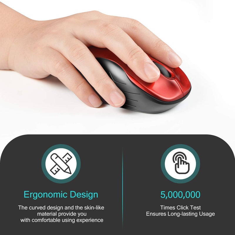 LeadsaiL Wireless Mouse, 2.4Ghz USB Cordless Mouse for Laptop, Compact Silent Mice, 4 Buttons, 3 Adjustable DPI, Ergonomic Optical Mouse for MacOS and Windows Coumpter, Notebook - Image 5
